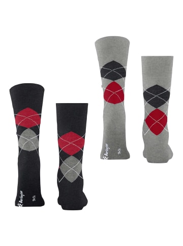 Burlington Socken 2er Pack in Schwarz/Grau/Rot