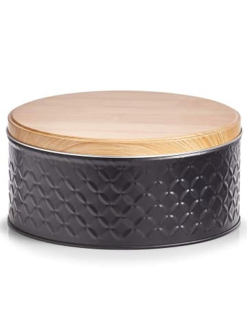 Zeller SCANDI Aufbewahrungsbehälter rund Bambus Deckel in Schwarz, 20 x 9 x 20 cm