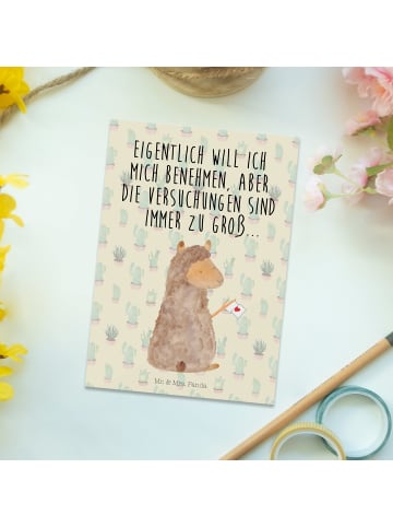 Mr. & Mrs. Panda Grußkarte Alpaka Fahne mit Spruch in Kaktus Grün