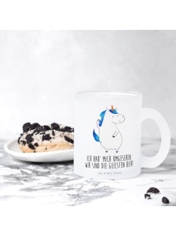 Mr. & Mrs. Panda Trinkbecher Einhorn Mann mit Spruch in Transparent