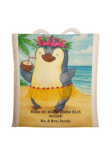 Mr. & Mrs. Panda Tote Bag Pinguin Kokosnuss Design mit Spruch in Weiß
