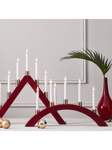 STAR Trading LED Lichterbogen ,Halla, Holz, 5 Kerzen, weinrot, rund