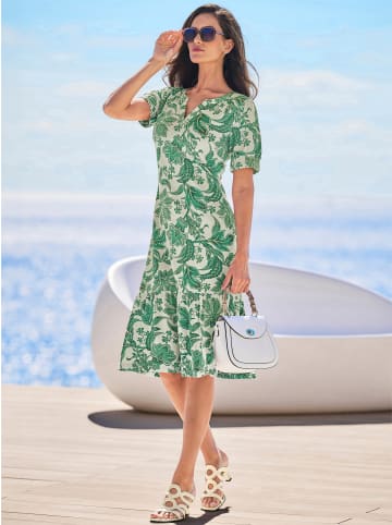 Heine Jersey-Kleid in champagner-grasgrün-bedruckt