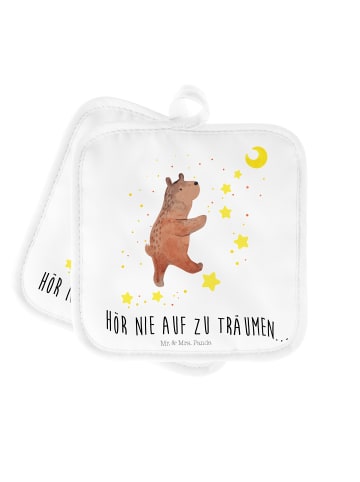 Mr. & Mrs. Panda Topfhandschuhe Bär Träume mit Spruch in Weiß