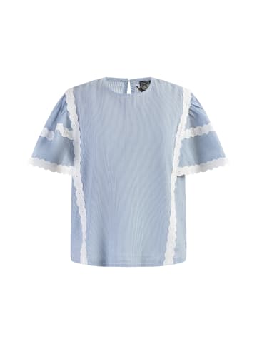 DreiMaster Vintage Blusenshirt Mit Spitze in Hellblaue Dünne Streifen