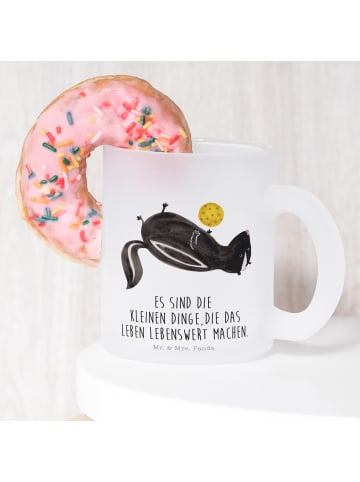 Mr. & Mrs. Panda Glas Stinktier Ball mit Spruch in Transparent