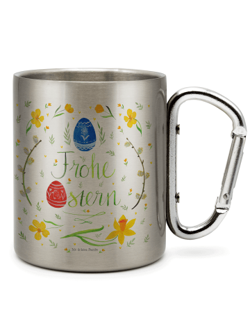 Mr. & Mrs. Panda Kaffeetasse Ostern Frohe Ostern mit Spruch in Silber