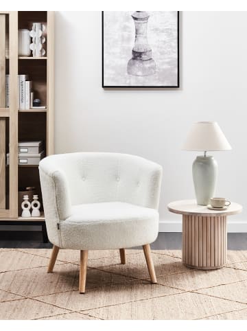 Beliani Sessel ODENZEN in Weiß/Braun - (W) 72 x (H) 77 x (L) 73 cm