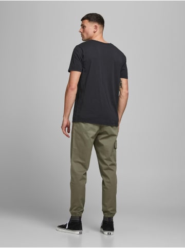 Jack & Jones Basic T-Shirt V-Neck Kurzarm mit Knöpfen JJESPLIT in Schwarz