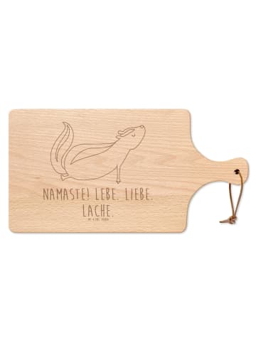 Mr. & Mrs. Panda Holzbrett Stinktier Yoga mit Spruch in Transparent