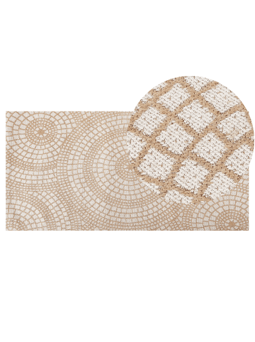 Beliani Geflochtener Teppich ARIBA in Beige/Weiß - (W) 80 x (H) 0.7 x (L) 150 cm