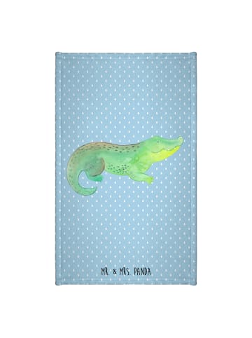 Mr. & Mrs. Panda Frotteetuch Krokodil ohne Spruch in Blau Pastell