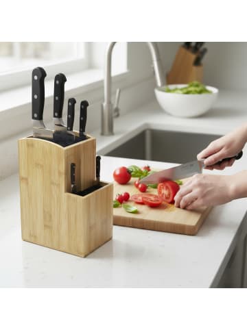 Messerblock in Natur/ Schwarz - (B)11,5 x (H)25,5 x (T)18 cm