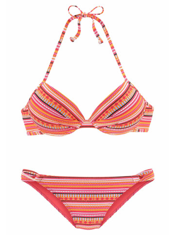 LASCANA Push-Up-Bikini in orange-gestreift