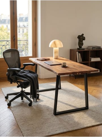 KADIMA DESIGN Schreibtisch Massivholz Baumkante, Industrial Style