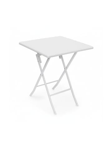relaxdays Gartentisch Bastian in Weiß - (B)61,5 x (H)74 x (T)61,5 cm