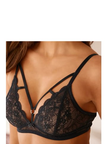 PETITE FLEUR GOLD Set: Bralette-BH in schwarz-silberfarben