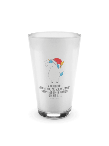 Mr. & Mrs. Panda Blümchentailglas Einhorn Weihnachtsmann mit Spruch in Transparent