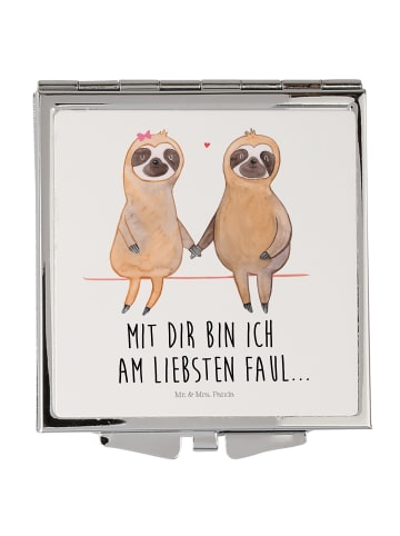 Mr. & Mrs. Panda Kosmetikspiegel klappbar Faultier Pärchen mit S... in Weiß
