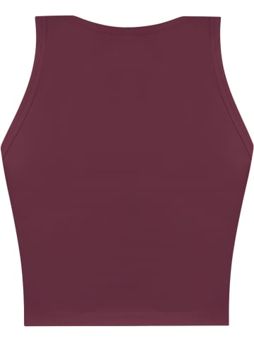 Janice 2 x Damen crop Top hochgeschlossen Niah in Beige/Burgund