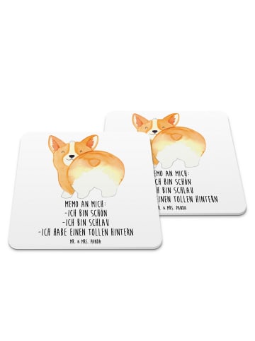 Mr. & Mrs. Panda Untersetzer Corgi Po mit Spruch in Weiß
