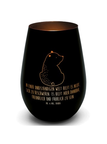 Mr. & Mrs. Panda Teelichthalter Bär Schulterblick mit Spruch in Schwarz