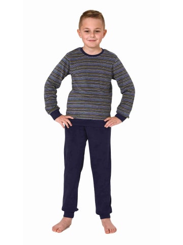 NORMANN langarm Frottee Schlafanzug Pyjama Bündchen Streifen - 77091 in gelb