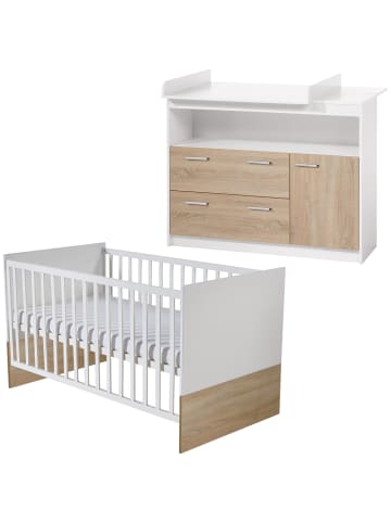 roba Babyzimmer Set Gabriella 2-tlg. Bicolor mit Babybett & Kommode