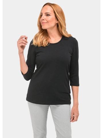 GOLDNER Baumwollshirt mit Schmucksteinen in schwarz