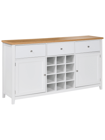 Beliani Weinregal LUCASTON in Weiß/Braun - (W) 160 x (H) 84 x (L) 40 cm