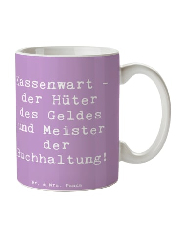 Mr. & Mrs. Panda Tasse Spruch Kassenwart Meister mit Spruch in Lavendeltraum