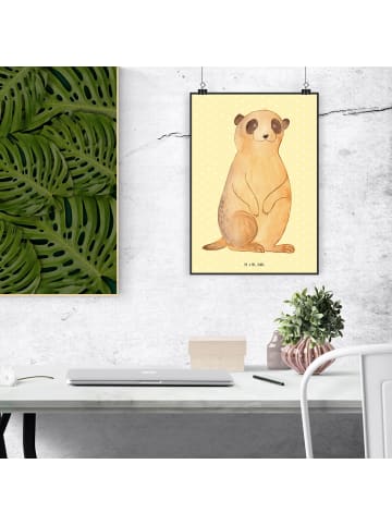 Mr. & Mrs. Panda Poster Erdmännchen ohne Spruch in Gelb Pastell