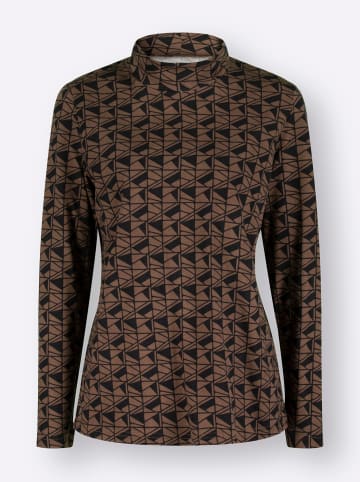 WITT WEIDEN Shirt in braun-schwarz-bedruckt