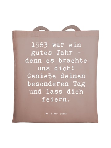 Mr. & Mrs. Panda Tragetasche Spruch 1983 Geburtstag mit Spruch in Braun Pastell
