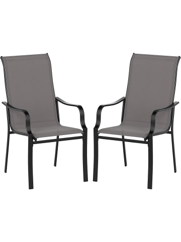 COSTWAY 2er Set Gartenstühle mit hoher Rückenlehne in Grau