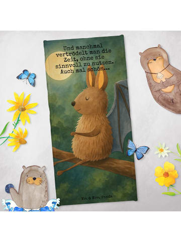 Mr. & Mrs. Panda Badetuch Fledermaus Sitzen Design mit Spruch in Weiß