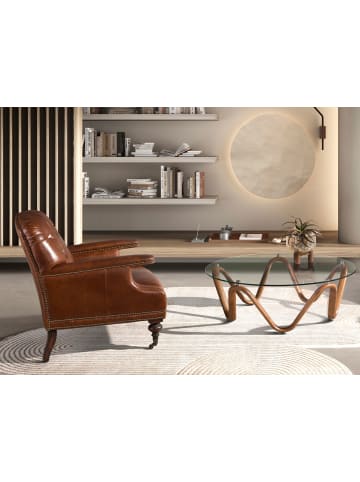 Angel Cerdá Couchtisch 2124 in Glas/Walnussfurnier – Ø115 x (H)38 cm
