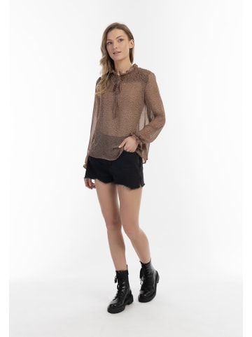 DreiMaster Vintage Damen Bluse in Braun Wollweiss