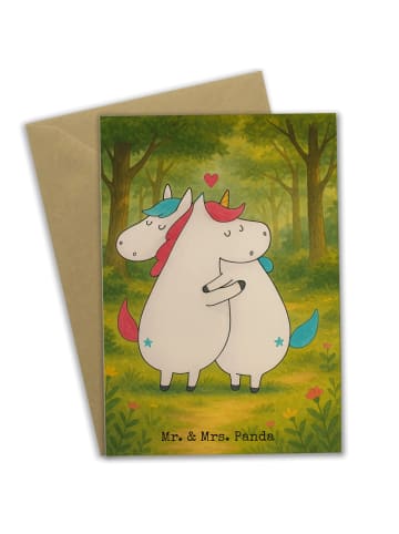 Mr. & Mrs. Panda Glückwunschkarte Einhorn Mitteilung Design ohne... in Weiß