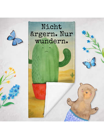 Mr. & Mrs. Panda Badehandtuch Kaktus Wut Design mit Spruch in Kaktus Grün