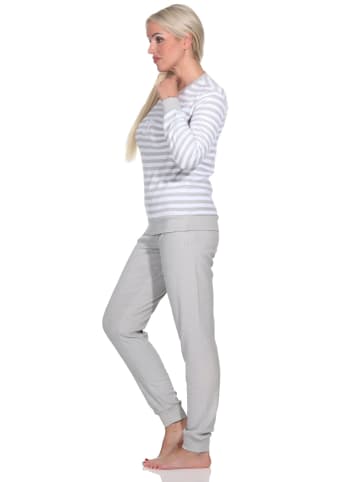 NORMANN Frottee Schlafanzug langarm Bündchen Sterne - 82902 in grau