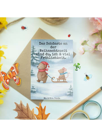 Mr. & Mrs. Panda Klappkarte Bär und Maus Schlitten Design mit Sp... in Weiß