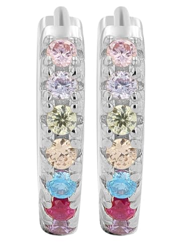 Adeliás Damen Ohrringe – Klappcreole aus 925 Silber mit Zirkonia in silber