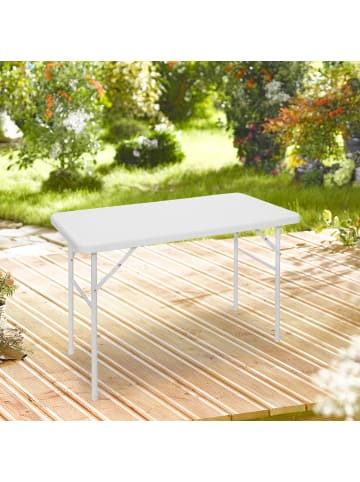 relaxdays Gartentisch Bastian in Weiß - (B)121,5 x (H)74 x (T)61,5 cm