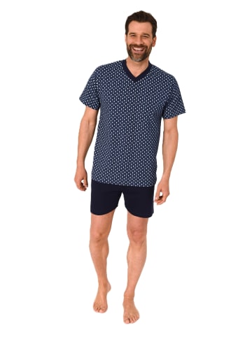 NORMANN kurzarm Schlafanzug Shorty Pyjama print - 77238 in navy
