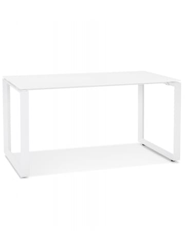 KADIMA DESIGN Schreibtisch aus Glas und Metall in Weiß | 160x80x74,2 cm in Weiß