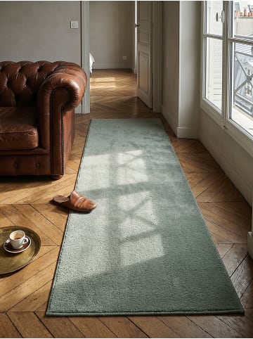 KADIMA DESIGN Teppichläufer Uni Antirutsch pflegeleicht Wohnzimmer Schlafzimmer in Grün
