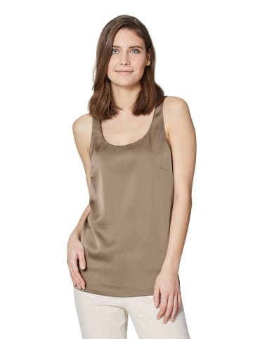 MADELEINE Top aus feinem Glanz-Satin in taupe