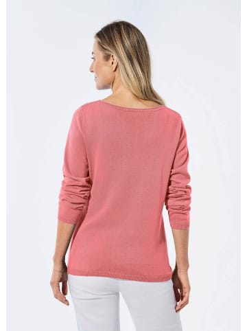 GOLDNER Kurzgröße:  Pullover mit U-Boot-Ausschnitt aus Baumwoll-Viskose-Mix in koralle