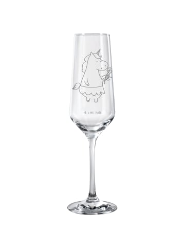 Mr. & Mrs. Panda Sektglas mit Gravur Einhorn Dame ohne Spruch in Transparent